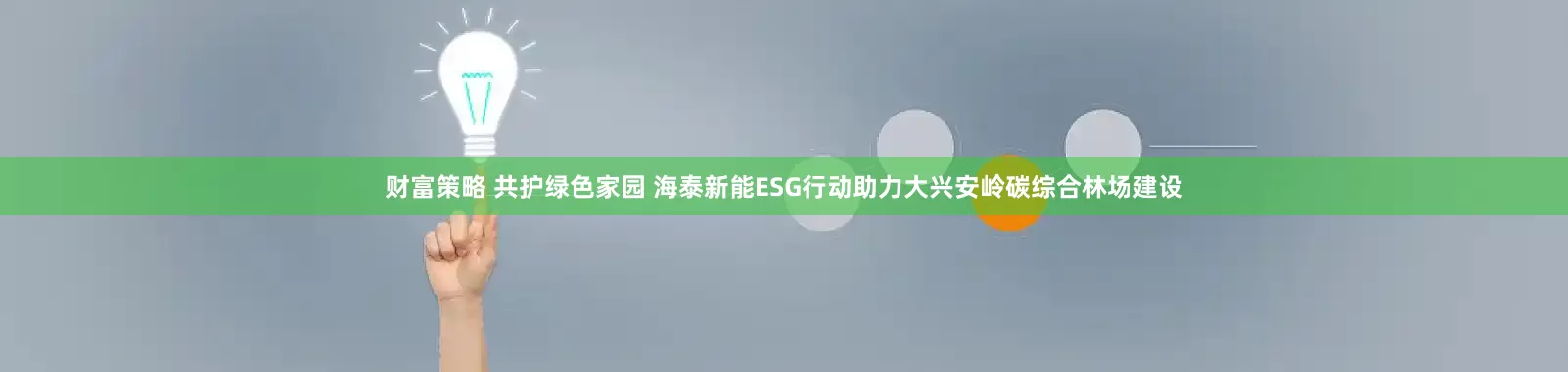 财富策略 共护绿色家园 海泰新能ESG行动助力大兴安岭碳综合林场建设